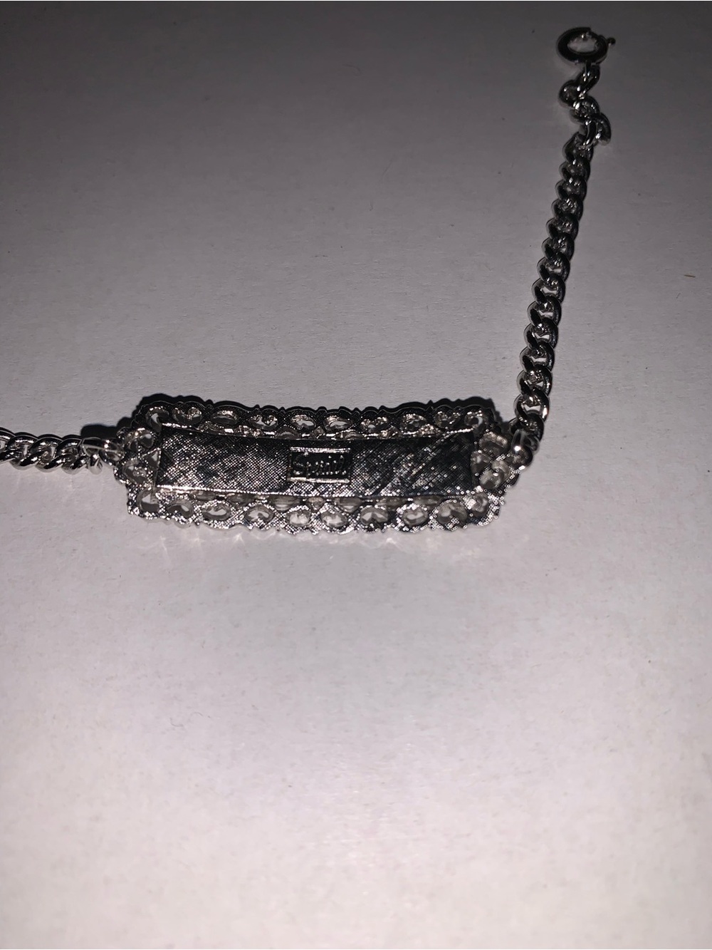 Speidel Silver Tone Decorative ID Bar Bracelet